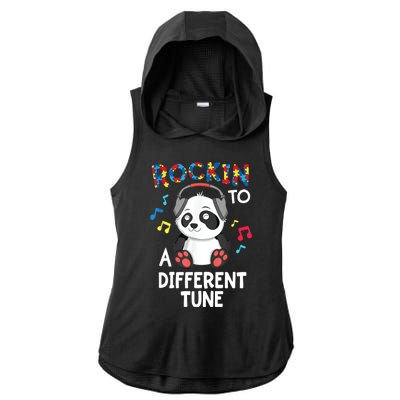 Rockin To A Different Tune Autism Awarness Ladies PosiCharge Tri-Blend Wicking Draft Hoodie Tank