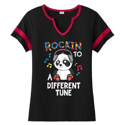 Rockin To A Different Tune Autism Awarness Ladies Halftime Notch Neck Tee