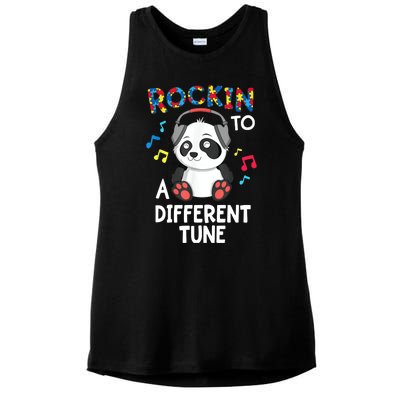 Rockin To A Different Tune Autism Awarness Ladies PosiCharge Tri-Blend Wicking Tank