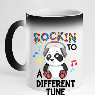 Rockin To A Different Tune Autism Awarness 11oz Black Color Changing Mug