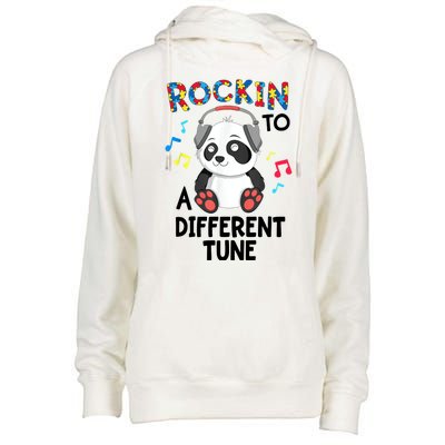 Rockin To A Different Tune Autism Awarness Womens Funnel Neck Pullover Hood