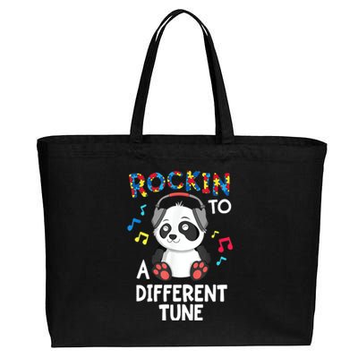 Rockin To A Different Tune Autism Awarness Cotton Canvas Jumbo Tote