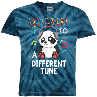 Rockin To A Different Tune Autism Awarness Kids Tie-Dye T-Shirt