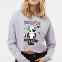 Rockin To A Different Tune Autism Awarness Cropped Pullover Crew