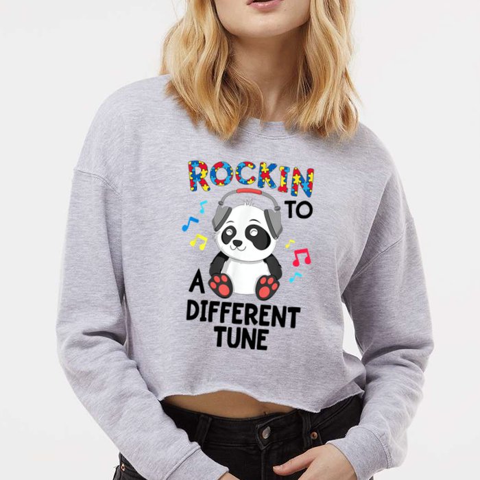 Rockin To A Different Tune Autism Awarness Cropped Pullover Crew
