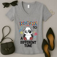 Rockin To A Different Tune Autism Awarness Women's V-Neck T-Shirt
