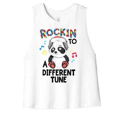 Rockin To A Different Tune Autism Awarness Women's Racerback Cropped Tank