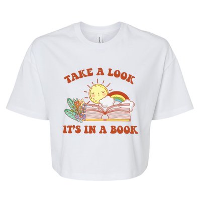 Retro Take A Look ItS In A Book Rainbow Book Lover Teacher Bella+Canvas Jersey Crop Tee