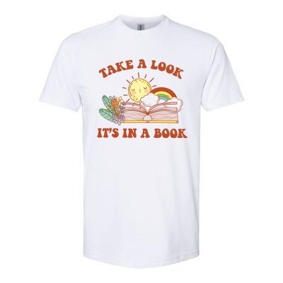 Retro Take A Look ItS In A Book Rainbow Book Lover Teacher Softstyle® CVC T-Shirt