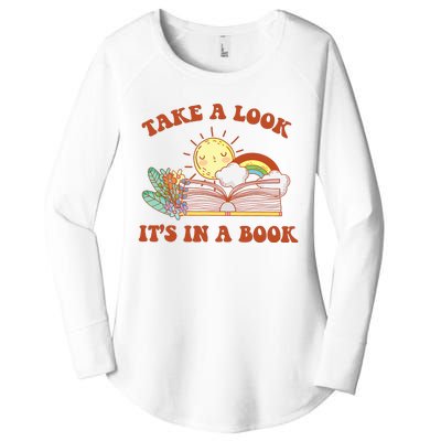 Retro Take A Look ItS In A Book Rainbow Book Lover Teacher Women's Perfect Tri Tunic Long Sleeve Shirt