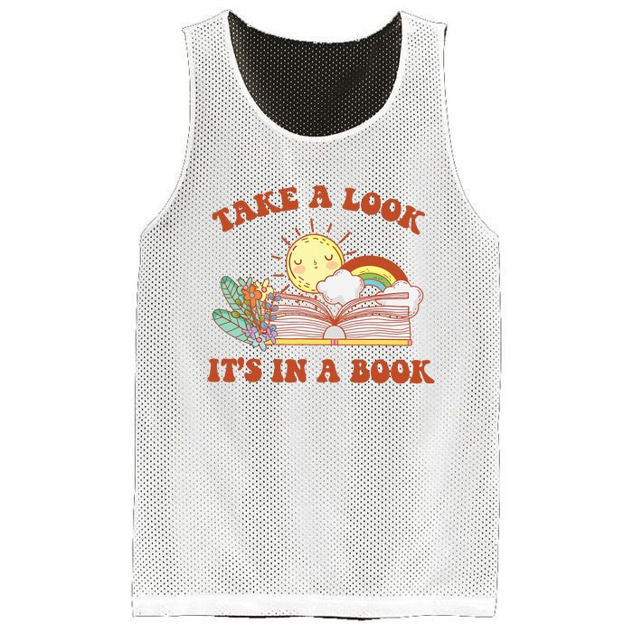 Retro Take A Look ItS In A Book Rainbow Book Lover Teacher Mesh Reversible Basketball Jersey Tank