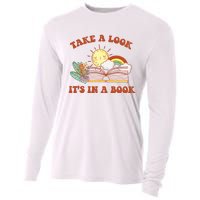 Retro Take A Look ItS In A Book Rainbow Book Lover Teacher Cooling Performance Long Sleeve Crew