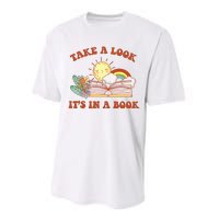 Retro Take A Look ItS In A Book Rainbow Book Lover Teacher Performance Sprint T-Shirt