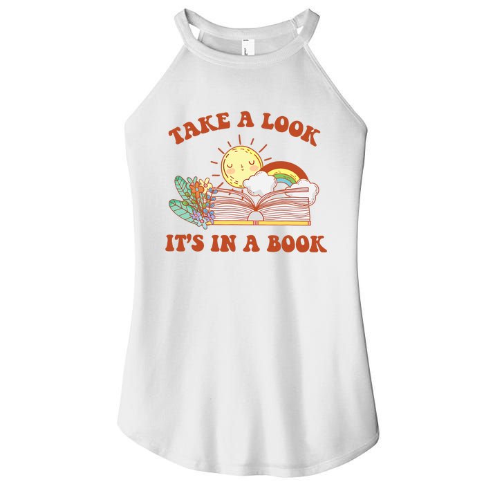 Retro Take A Look ItS In A Book Rainbow Book Lover Teacher Women’s Perfect Tri Rocker Tank