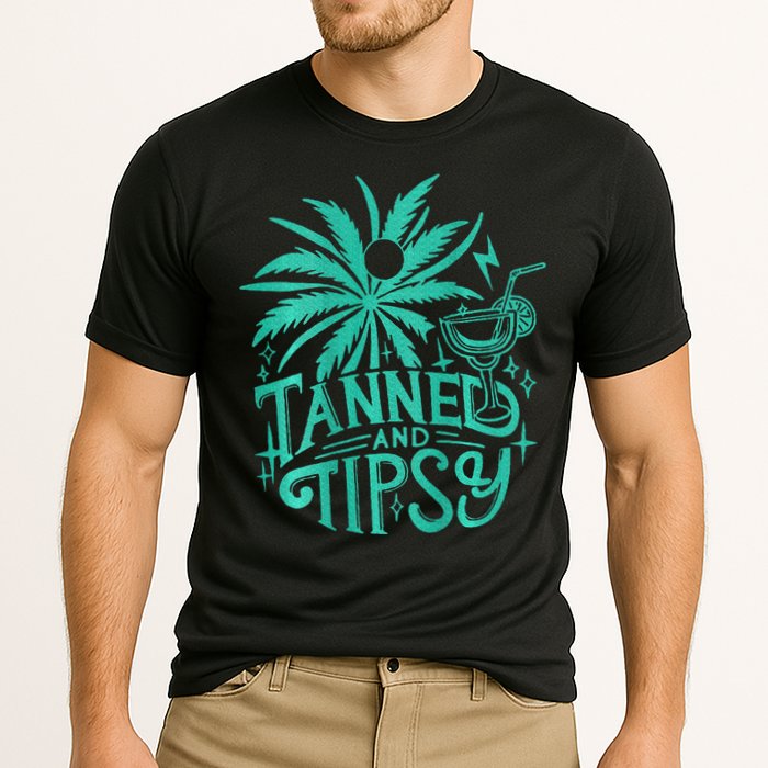 Retro Tanned And Tipsy Beach Summer Vacation Performance Shirt