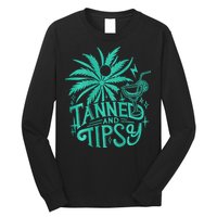 Retro Tanned And Tipsy Beach Summer Vacation Long Sleeve Shirt