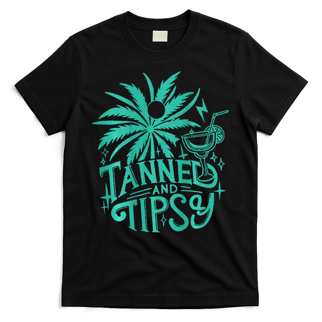 Retro Tanned And Tipsy Beach Summer Vacation T-Shirt