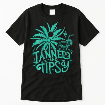 Retro Tanned And Tipsy Beach Summer Vacation Tall T-Shirt