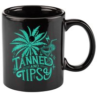 Retro Tanned And Tipsy Beach Summer Vacation 11oz C Handle Ceramic Mug