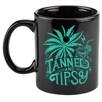 Retro Tanned And Tipsy Beach Summer Vacation 11oz C Handle Ceramic Mug