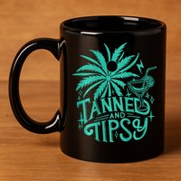 Retro Tanned And Tipsy Beach Summer Vacation 11oz C Handle Ceramic Mug
