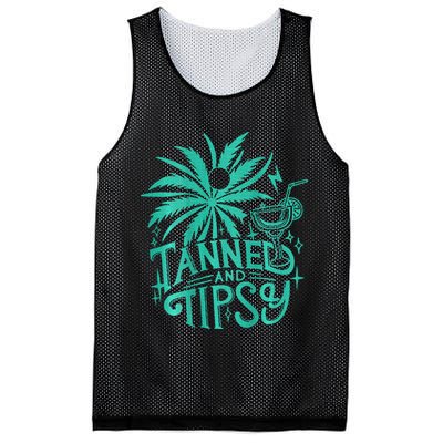Retro Tanned And Tipsy Beach Summer Vacation Mesh Reversible Basketball Jersey Tank