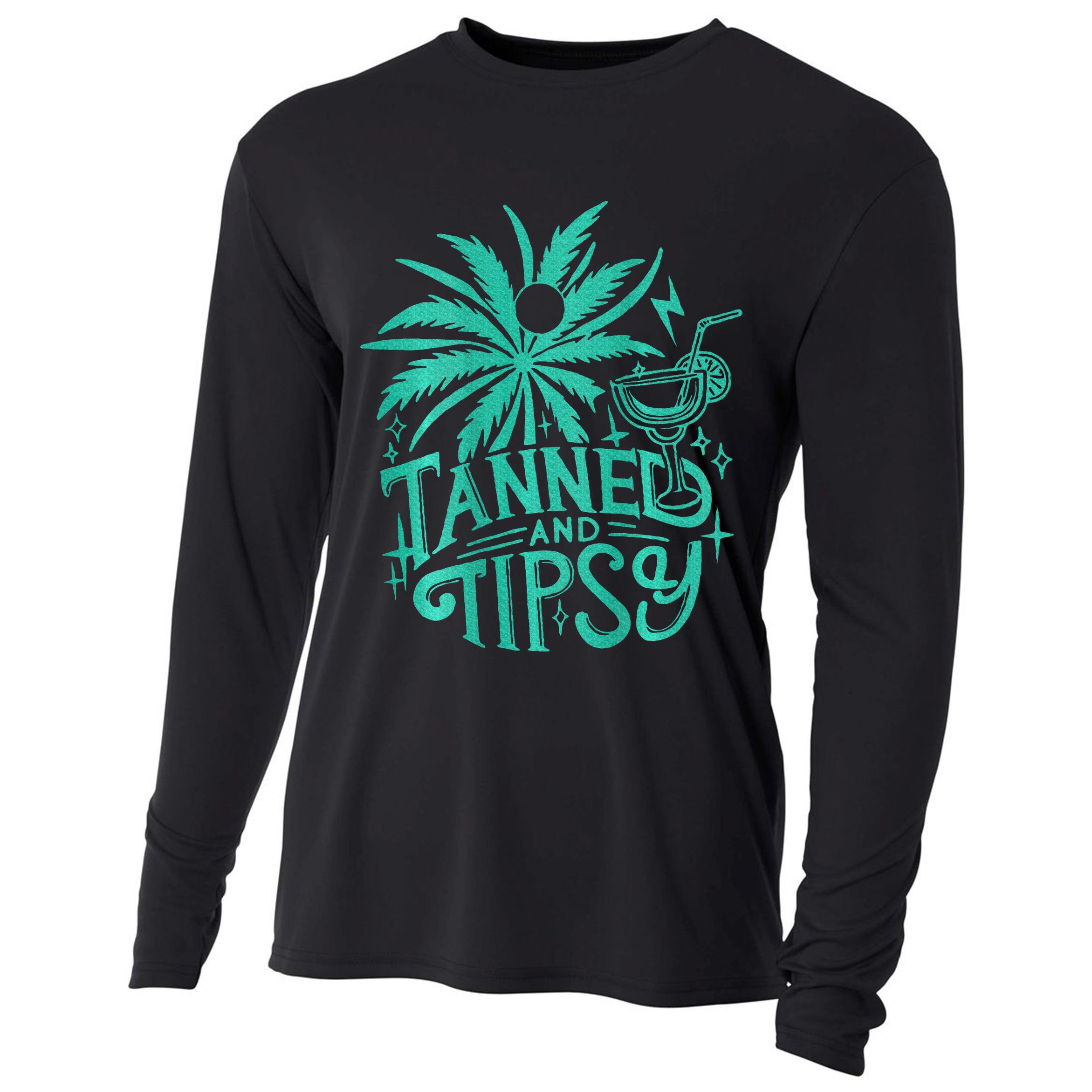 Retro Tanned And Tipsy Beach Summer Vacation Cooling Performance Long Sleeve Crew