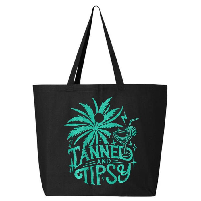 Retro Tanned And Tipsy Beach Summer Vacation 25L Jumbo Tote
