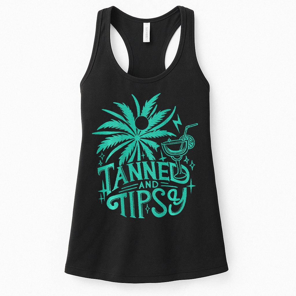Retro Tanned And Tipsy Beach Summer Vacation Womens Tank Top