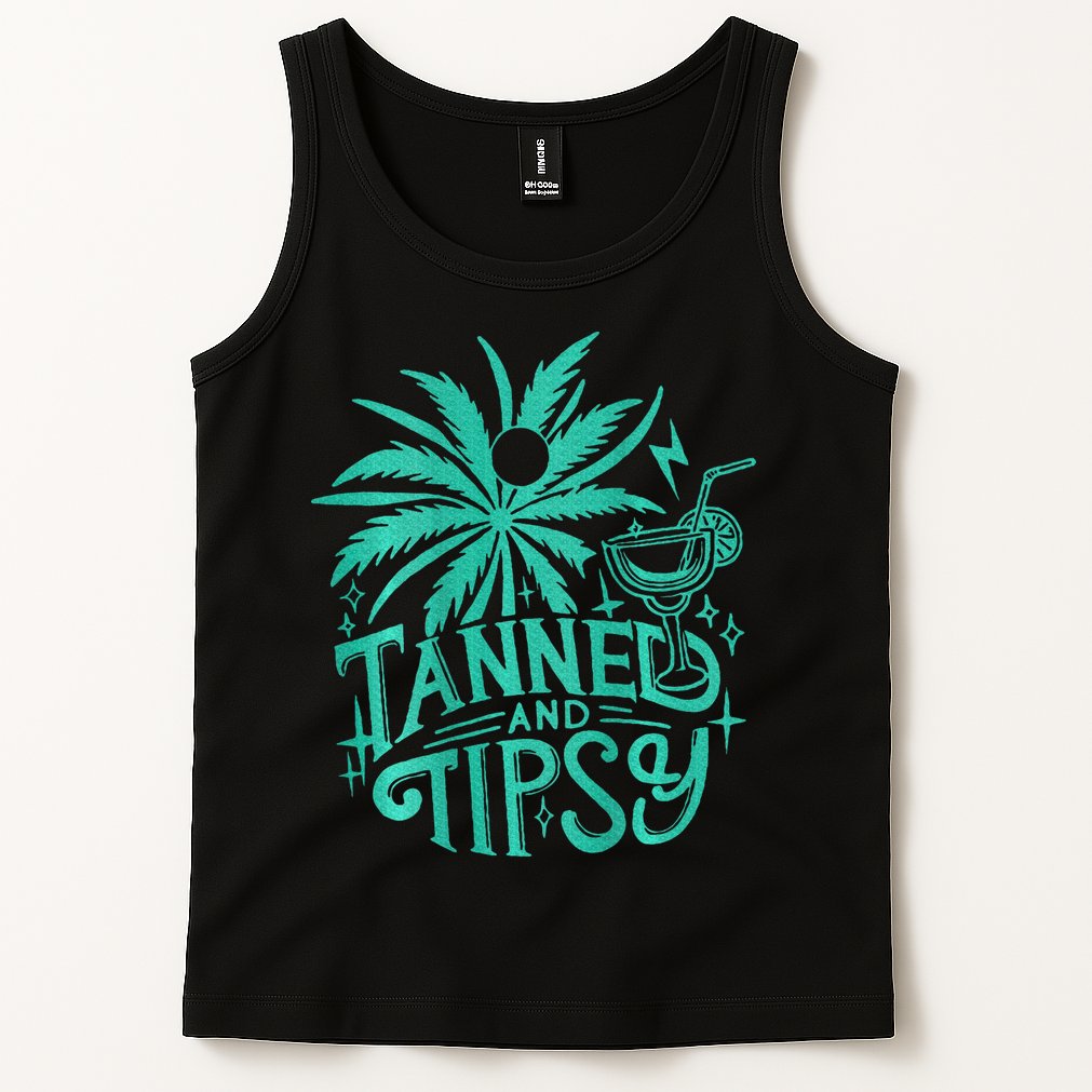 Retro Tanned And Tipsy Beach Summer Vacation Tank Top