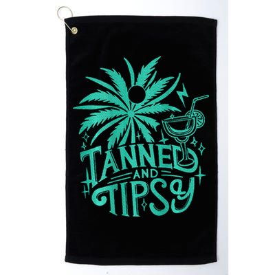 Retro Tanned And Tipsy Beach Summer Vacation Golf Towel