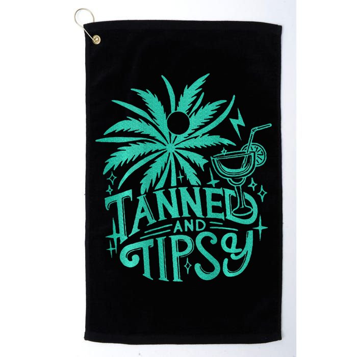 Retro Tanned And Tipsy Beach Summer Vacation Golf Towel