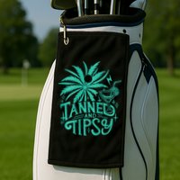 Retro Tanned And Tipsy Beach Summer Vacation Golf Towel