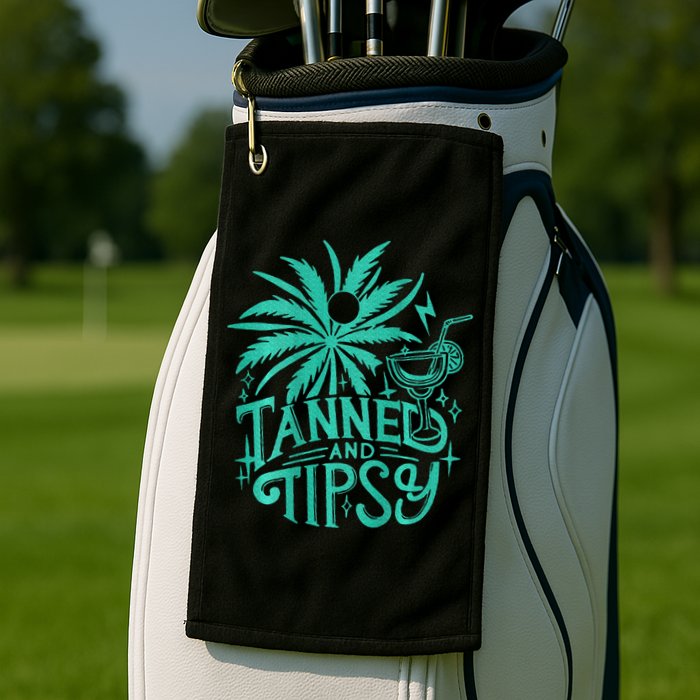 Retro Tanned And Tipsy Beach Summer Vacation Golf Towel