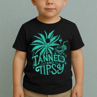 Retro Tanned And Tipsy Beach Summer Vacation Toddler T-Shirt
