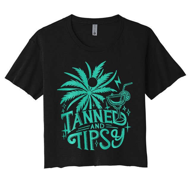 Retro Tanned And Tipsy Beach Summer Vacation Crop Top