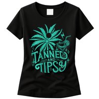 Retro Tanned And Tipsy Beach Summer Vacation Womens T-Shirt