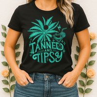 Retro Tanned And Tipsy Beach Summer Vacation Womens T-Shirt