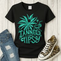 Retro Tanned And Tipsy Beach Summer Vacation Womens T-Shirt