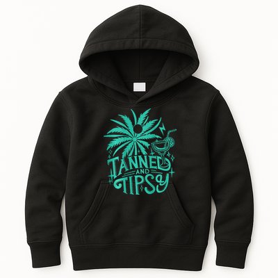 Retro Tanned And Tipsy Beach Summer Vacation Kids Hoodie