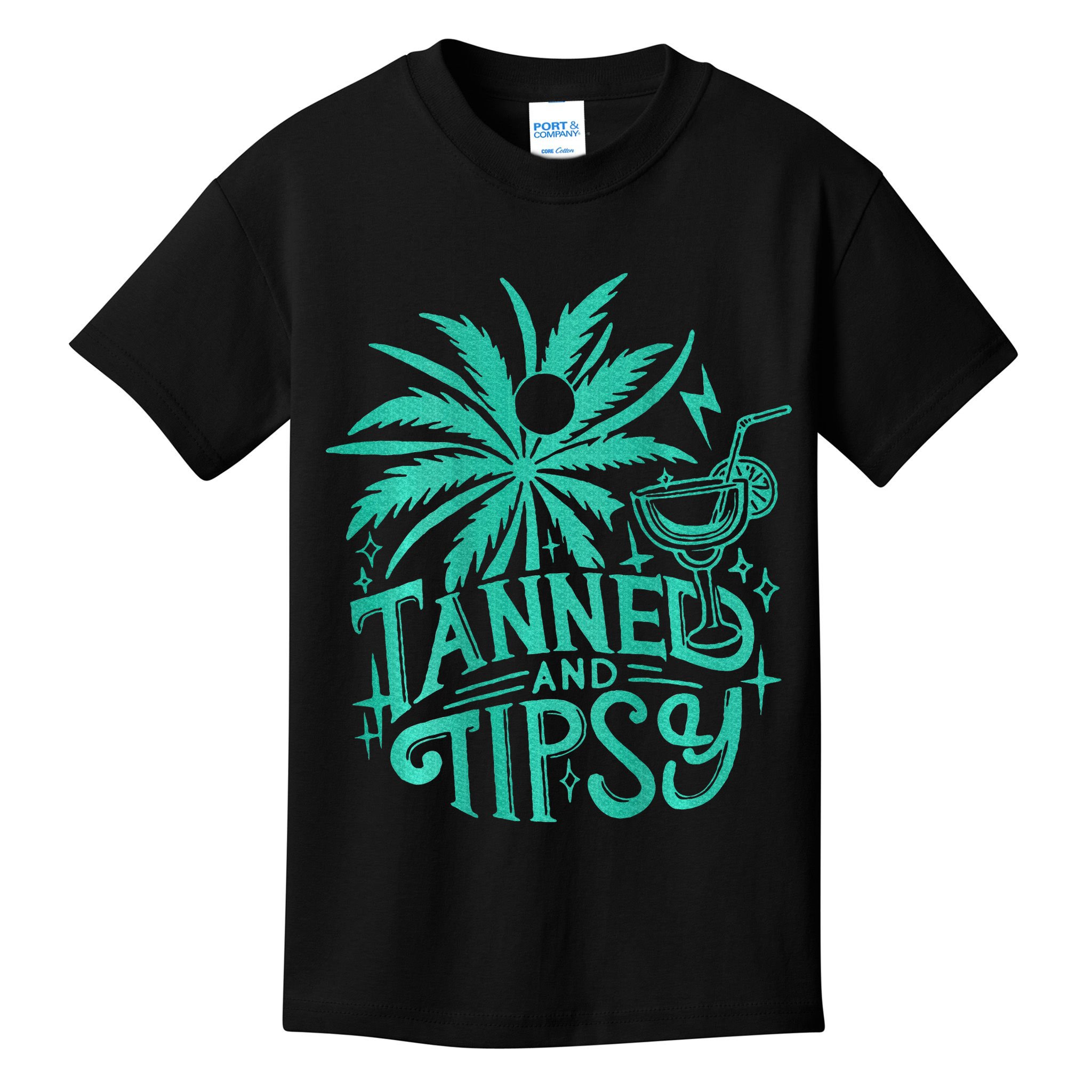 Retro Tanned And Tipsy Beach Summer Vacation Kids T-Shirt