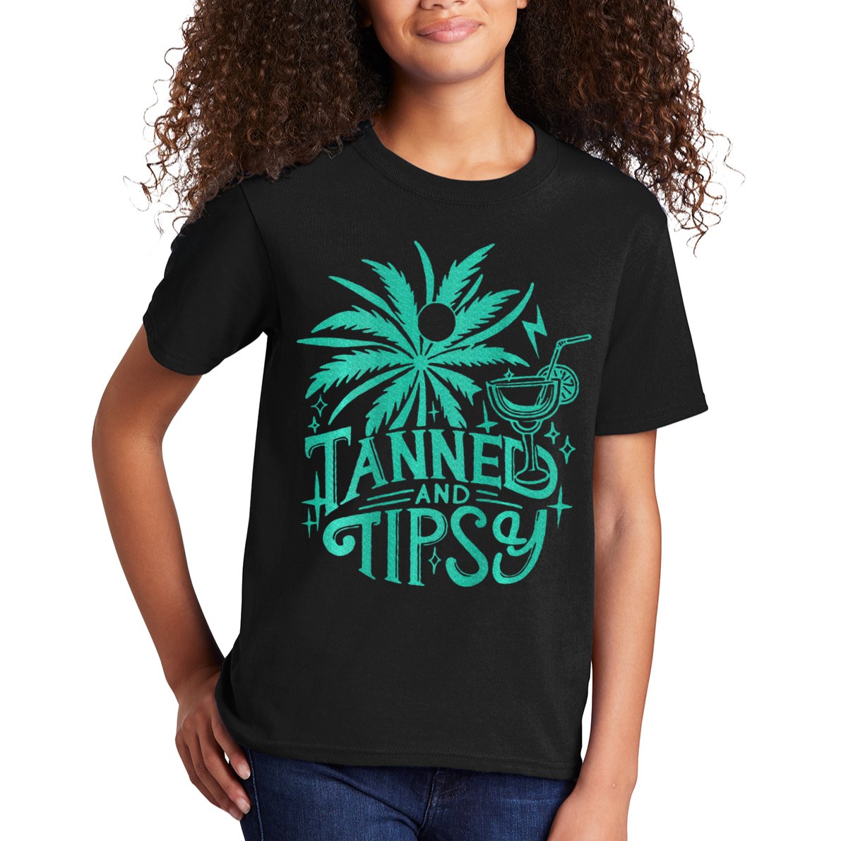 Retro Tanned And Tipsy Beach Summer Vacation Kids T-Shirt