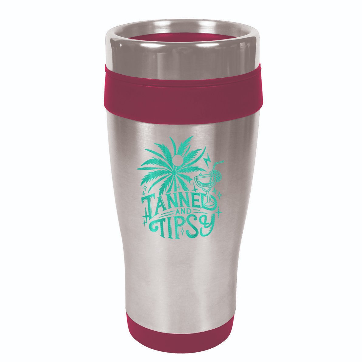 Retro Tanned And Tipsy Beach Summer Vacation 16oz Travel Tumbler