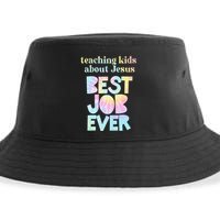 Retro Teaching About Jesus is the Best Job Ever Tie Dye Sustainable Bucket Hat