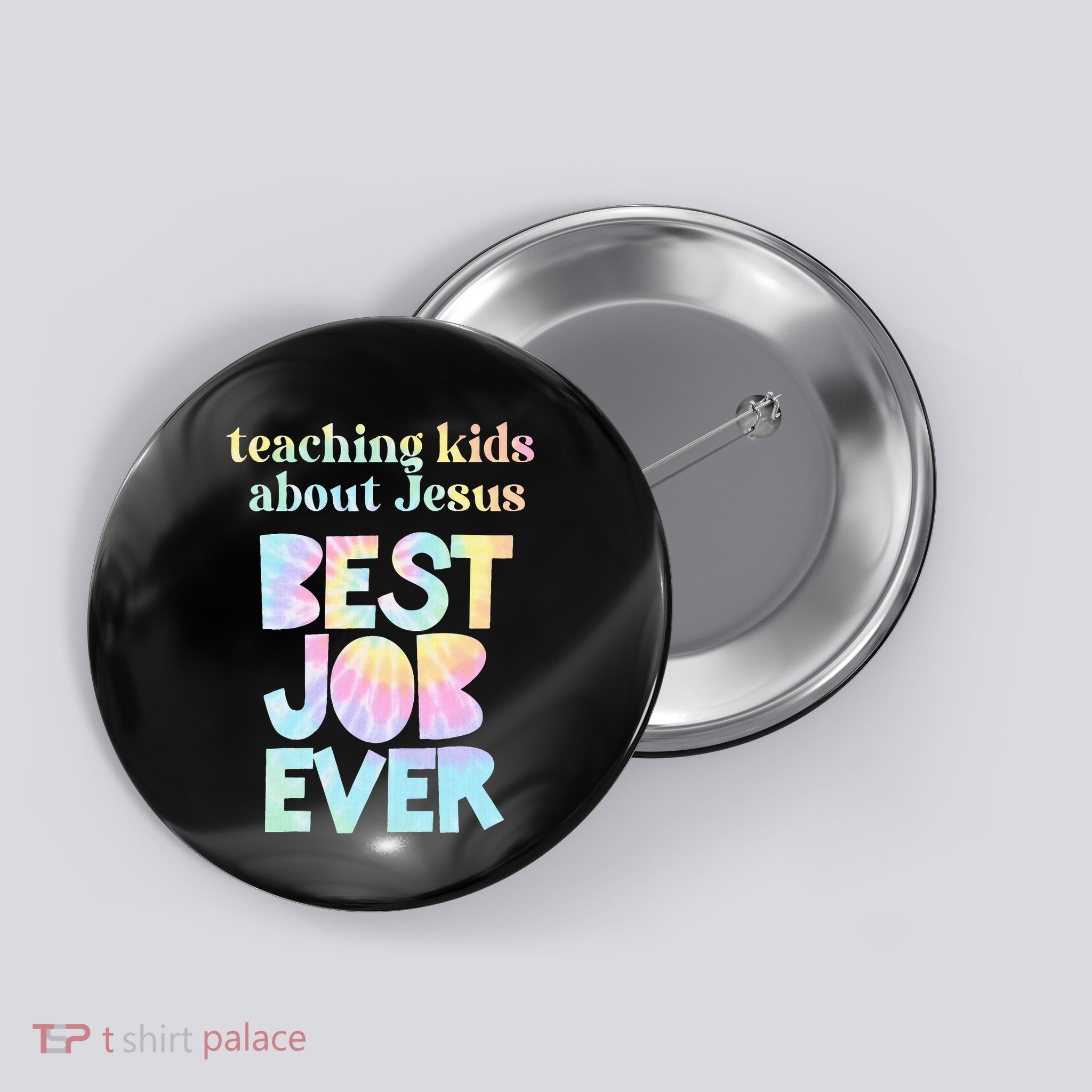 Retro Teaching About Jesus is the Best Job Ever Tie Dye Button