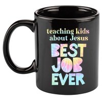 Retro Teaching About Jesus is the Best Job Ever Tie Dye 11oz C Handle Ceramic Mug