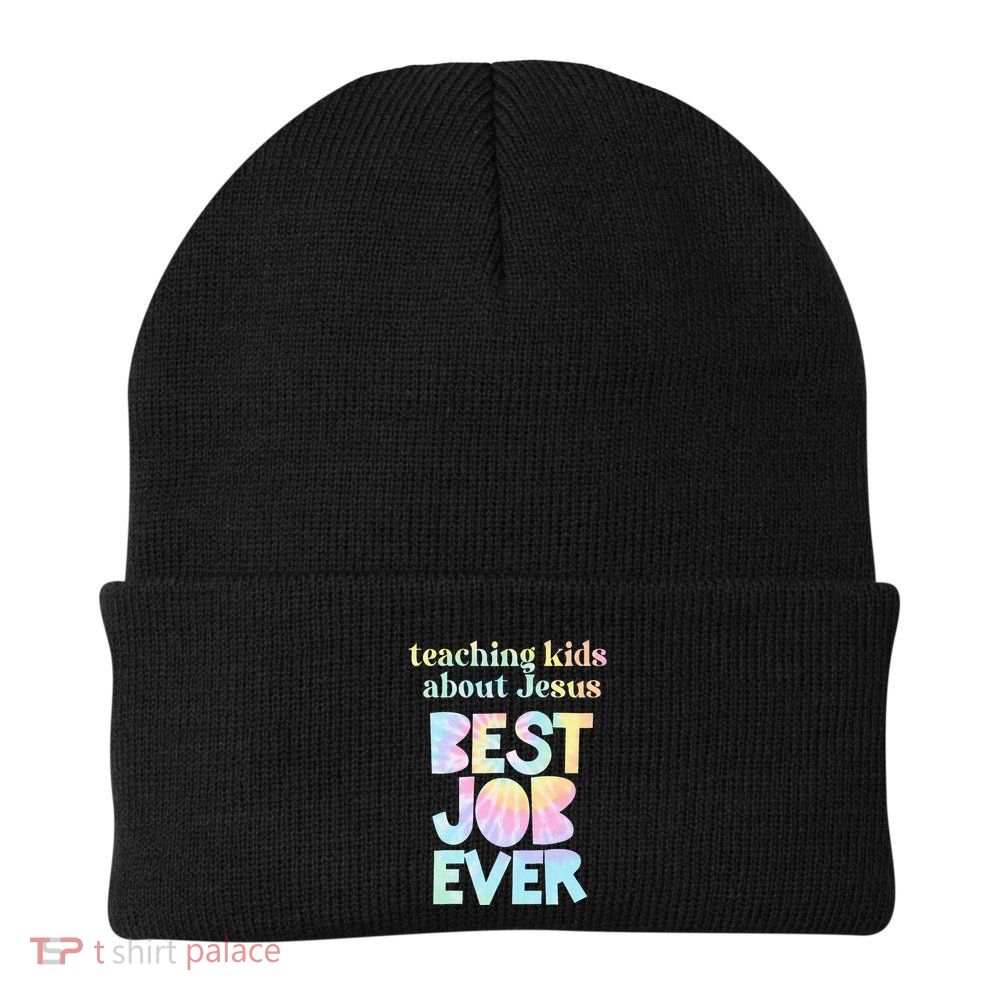 Retro Teaching About Jesus is the Best Job Ever Tie Dye Beanie