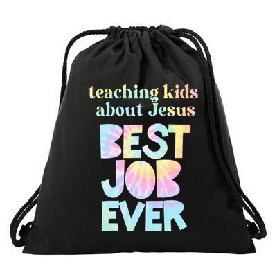 Retro Teaching About Jesus is the Best Job Ever Tie Dye Drawstring Bag