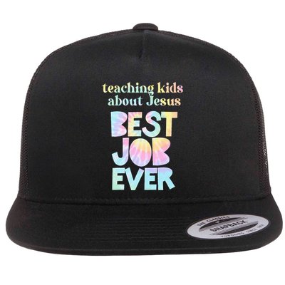 Retro Teaching About Jesus is the Best Job Ever Tie Dye Flatbill Hat
