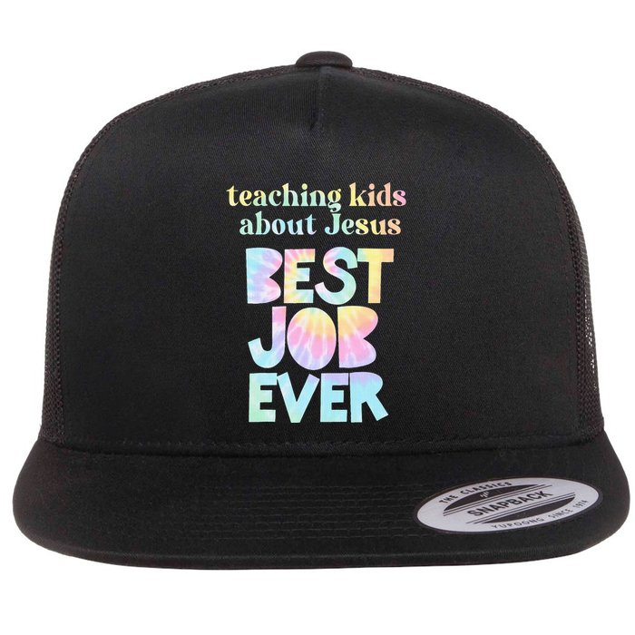 Retro Teaching About Jesus is the Best Job Ever Tie Dye Flat Bill Trucker Hat